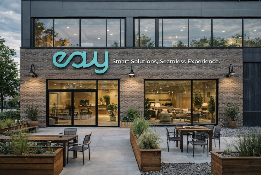 Minimalist modern glass-walled office